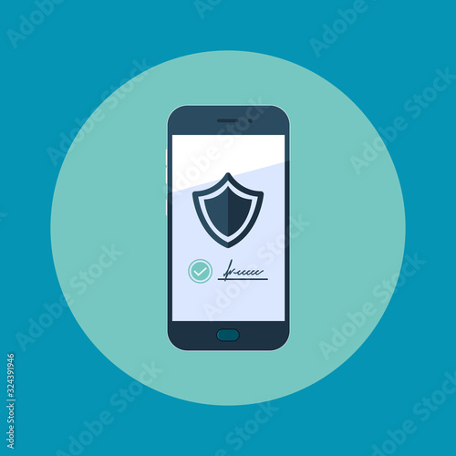 electronic signature on the phone screen vector symbol