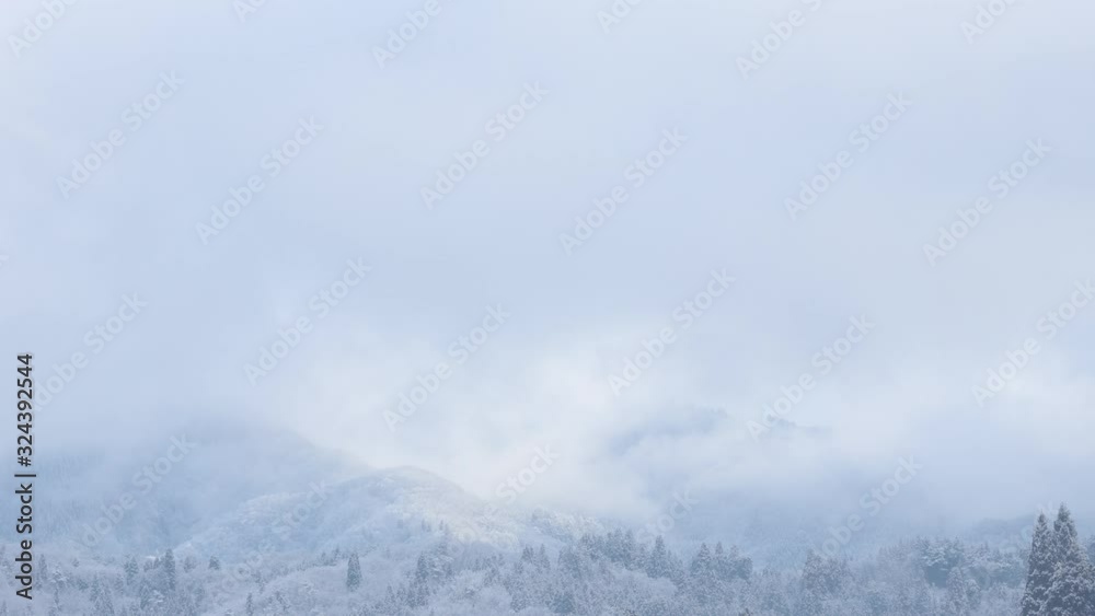 雪山と森林 冬の風景 雪山と森林 冬の風景