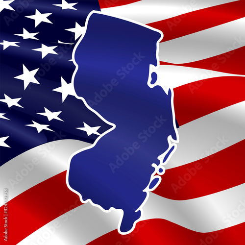 United States, New-Jersey. On USA flag background