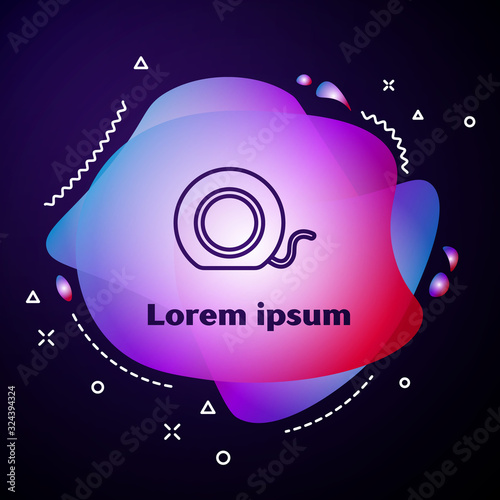 Purple line Dental floss icon isolated on blue background. Abstract banner with liquid shapes. Vector Illustration