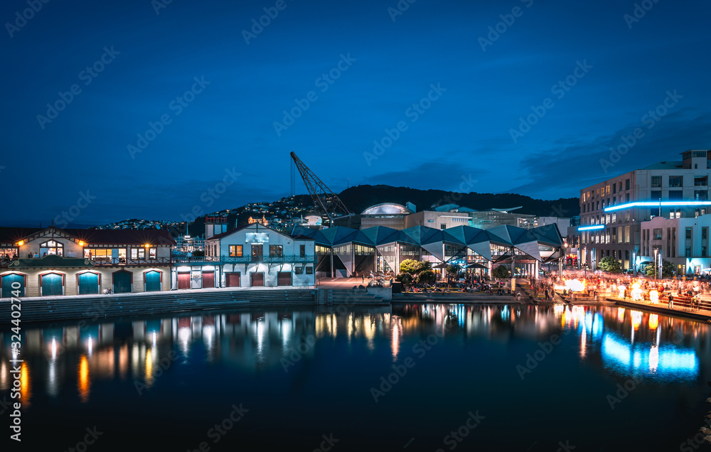 Fototapeta premium Night scenery of the Waterfront in Wellington City