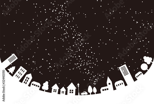 町並みと夜空