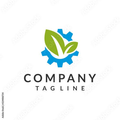 Gear leaf logo for environment and nature industry
