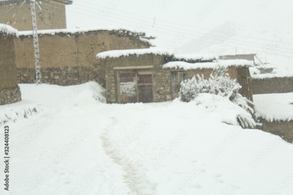 house in snow