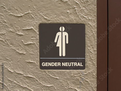 Gender neutral restroom sign that says, GENDER NEUTRAL.