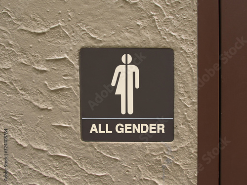 Gender neutral restroom sign that says, ALL GENDER. 