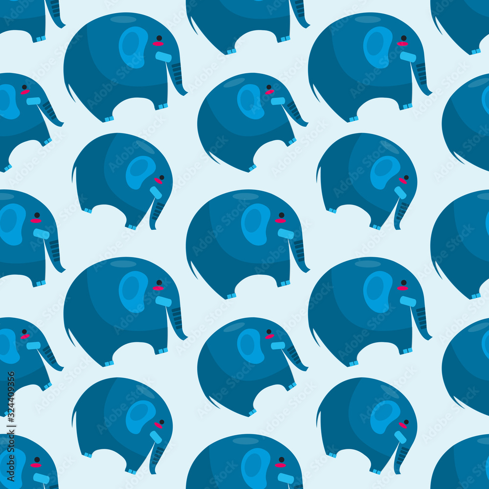 Obraz premium cute elephant seamless pattern vector illustration background