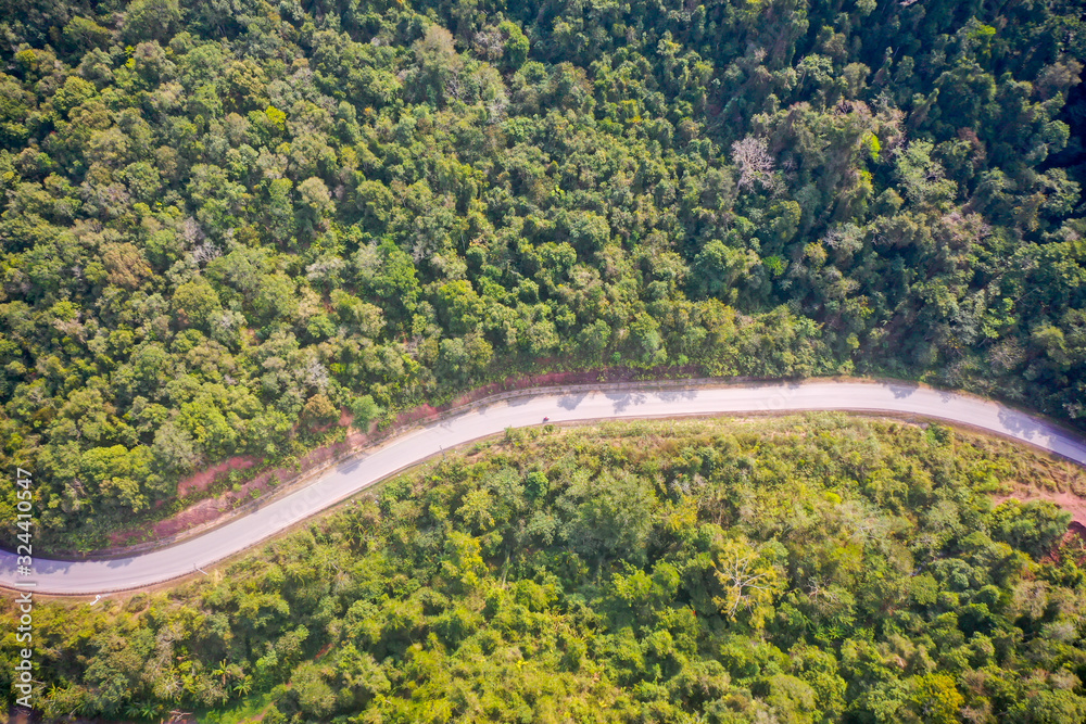 aerial scenic view of mountain road