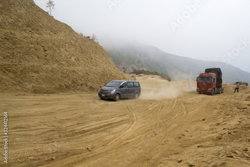 dirty road in north of Laos
