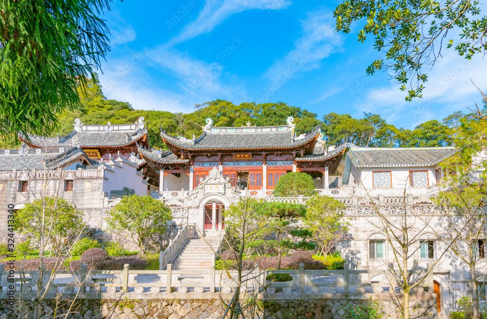 Temple Architecture in Mount Taimu, Ningde, Fujian Province, China Temple Architecture in Mount Taimu, Ningde, Fujian Province, China