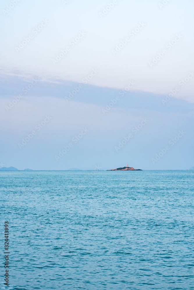 Sunset blues hour shantou city coastal scenery Sunset blues hour shantou city coastal scenery