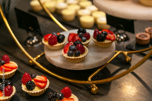 Mini desserts on a serving tray