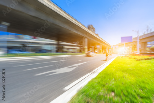 Blur image of motion as fast on the road