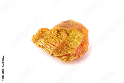 Auripigment (orpiment, arsenic mineral) isolated on white