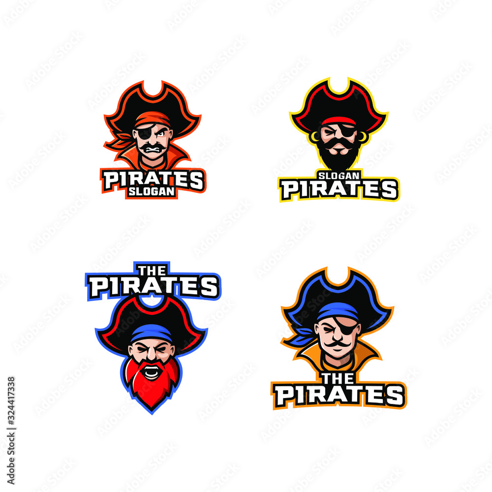 collection of captain pirate character logo icon design cartoon