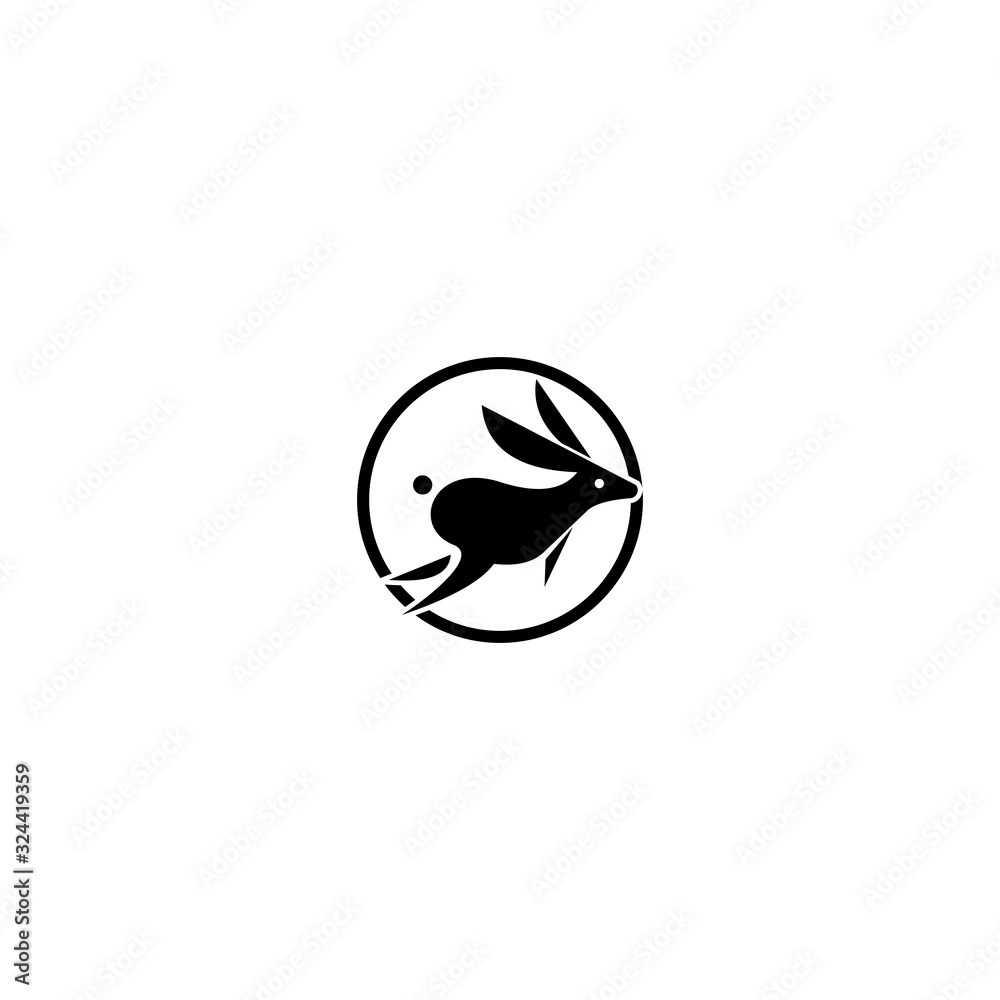 rabbit jump logo design vector rabbit jump logo design vector