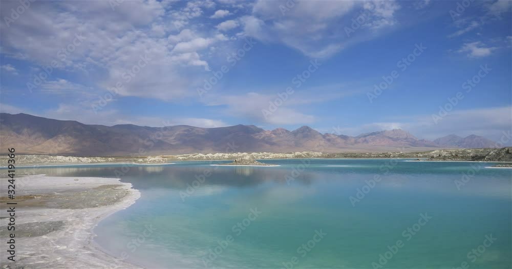 Beautiful nature landscape view of Emerald Salt Lake in Qinghai China Beautiful nature landscape view of Emerald Salt Lake in Qinghai China
