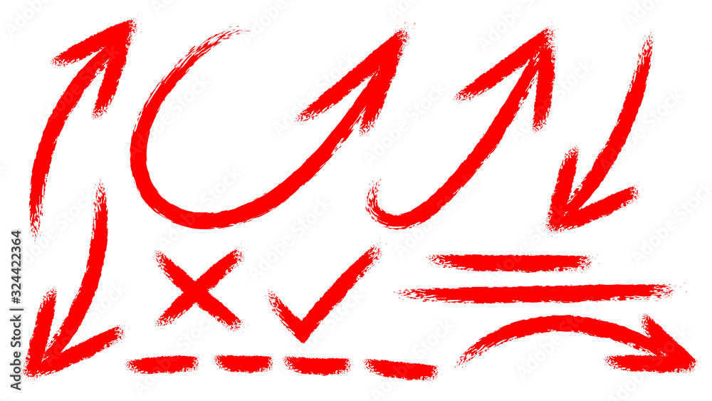 Arrows hand drawn doodle vector set. Sketch arrow design for application, banner, print screen, pen marks, map and typography design guide line. Arrows hand drawn doodle vector set. Sketch arrow design for application, banner, print screen, pen marks, map and typography design guide line.