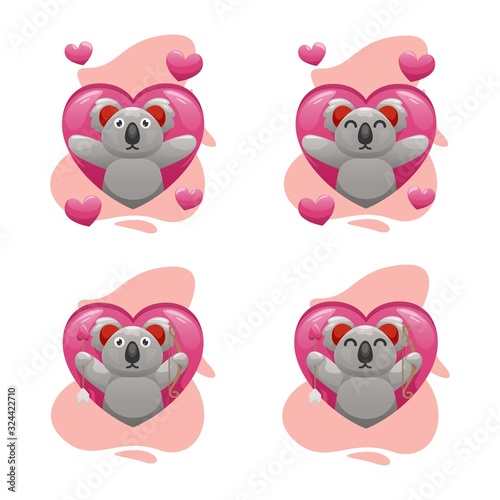CUTE KOALA WITH LOVE CARTOON VECTOR COLLECTION