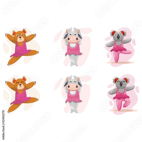 CUTE ANIMAL DANCING CARTOON VECTOR