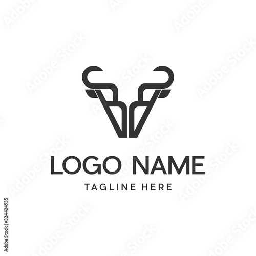 Letter BB Horned Taurus Abstract Monogram Creative Icon Modern Logo  Design Template Element Vector