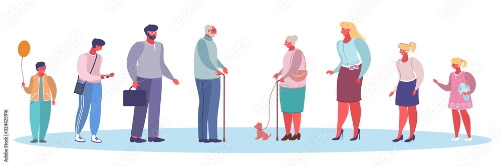 People of different ages vector flat style design illustration People of different ages vector flat style design illustration