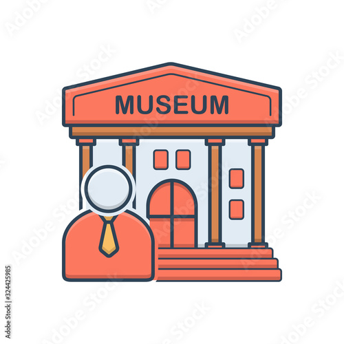 Color illustration icon for museum 