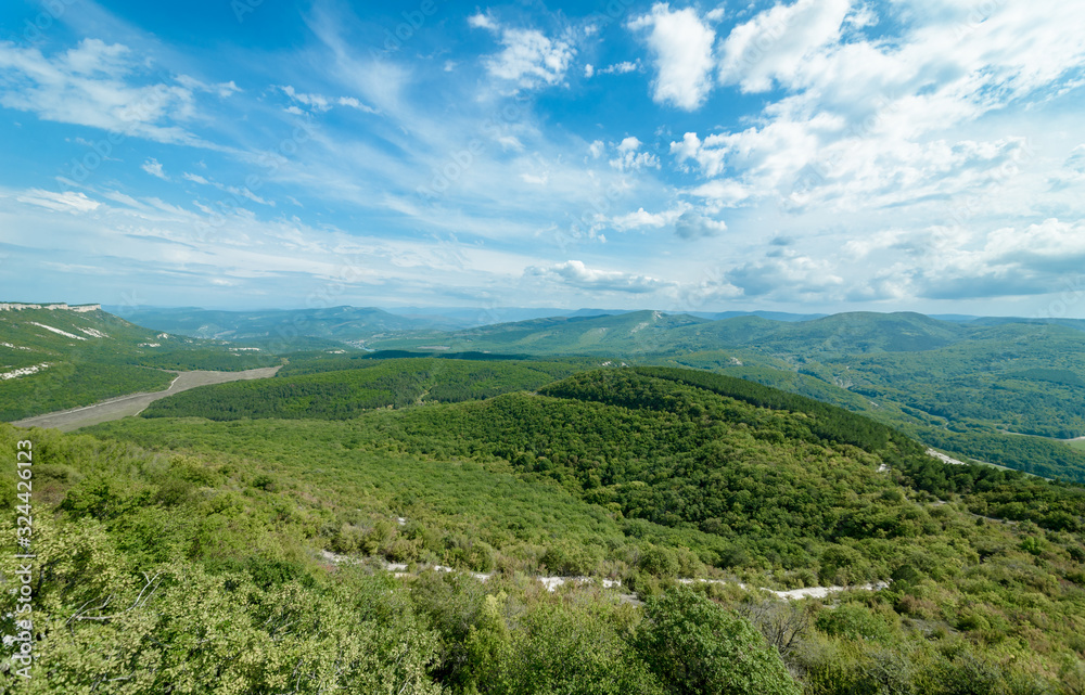 Beautiful mountain landscape and blue sky, Crimea.