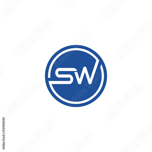 modern line  sw letter with circle concept logo design inspiration