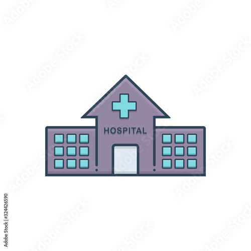 Color illustration icon for hospital