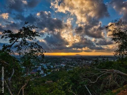Photos of the top view SRIRACHA city at sunrise. © KUNVEE