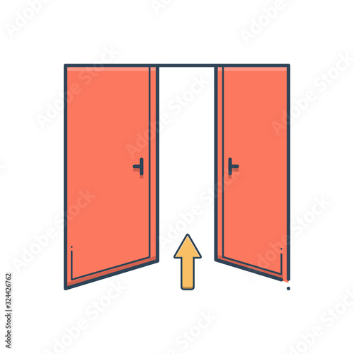 Color illustration icon for entrance 