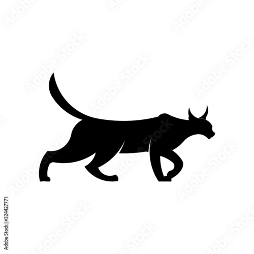 Wild caracal cat animal silhouettes logo in golden ration vector