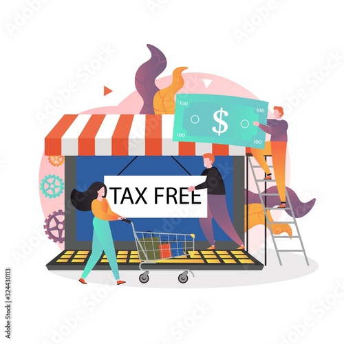 Tax free shopping vector concept for web banner, website page