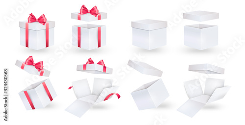 Set of vector boxes on a white background. Open and closed box.