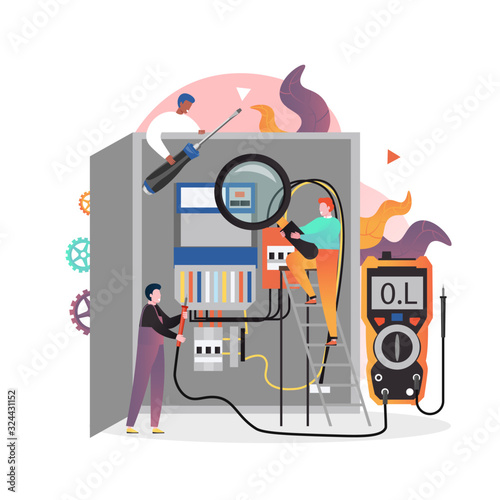 Electricity services vector concept for web banner, website page