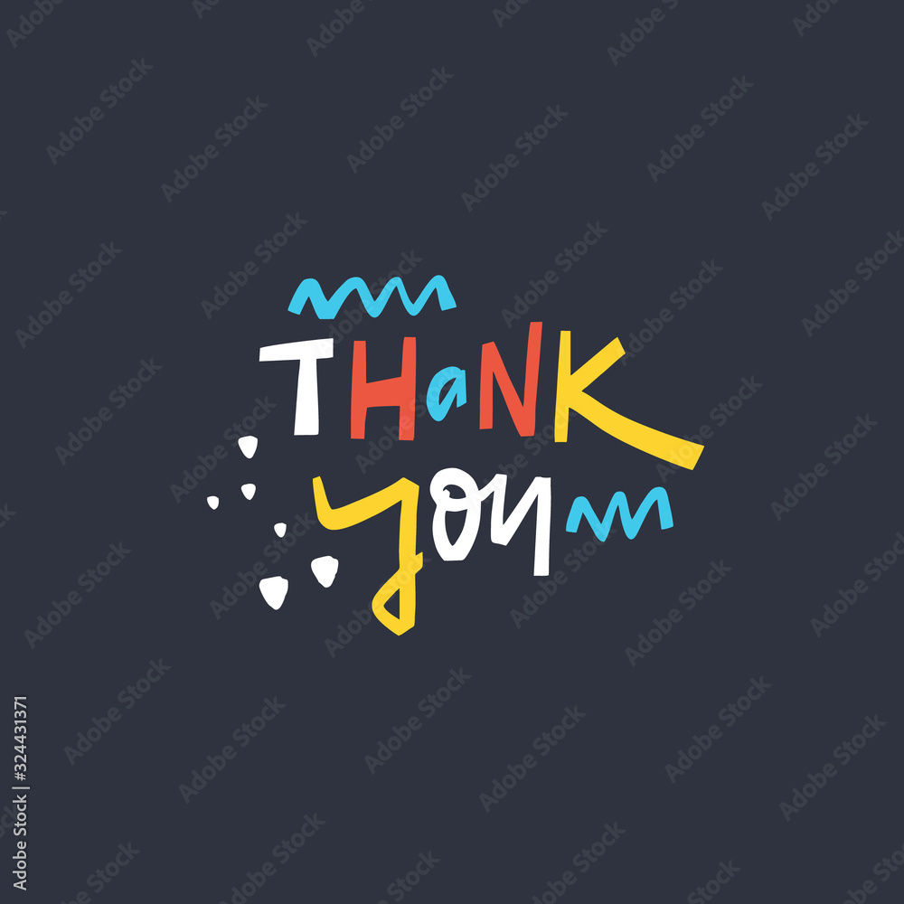 Colorful Thank you lettering set against a black background. A vibrant expression of gratitude and appreciation.
