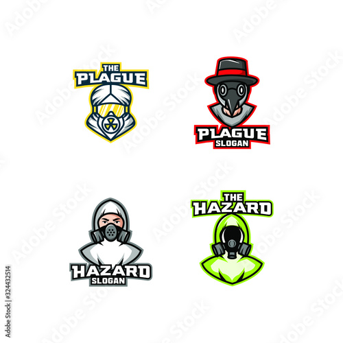 set of plague mask logo icon design vector