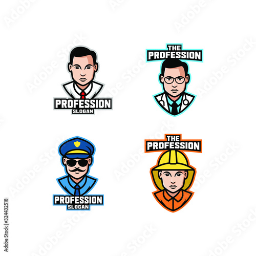 set of profession logo icon design vector