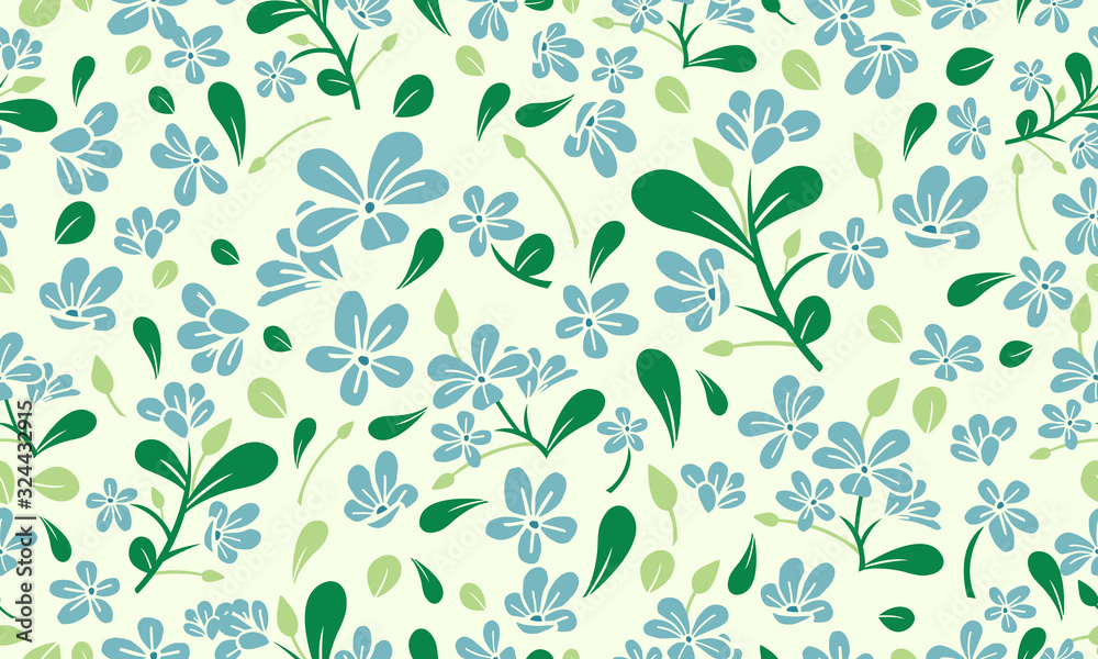 Spring floral pattern background, with simple of leaf and flower design.