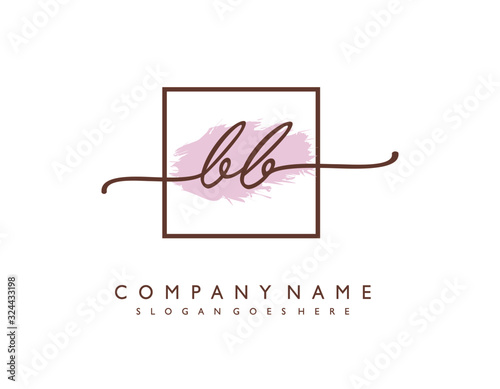 letter BB minimalist feminine handwriting logo. vector design of wedding invitation badges, fashion, beauty,