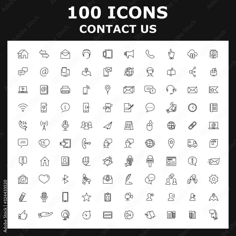 Set of  business contact vector icons.