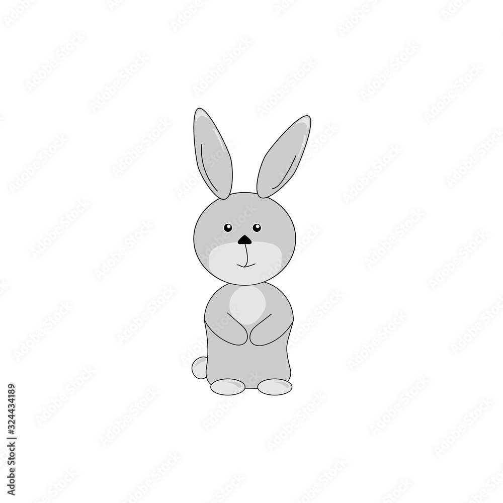 Bunny rabbit character isolated close-up on white background, vector illustration Bunny rabbit character isolated close-up on white background, vector illustration