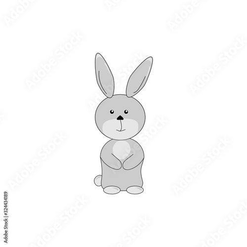 Bunny rabbit character isolated close-up on white background, vector illustration © Olesya