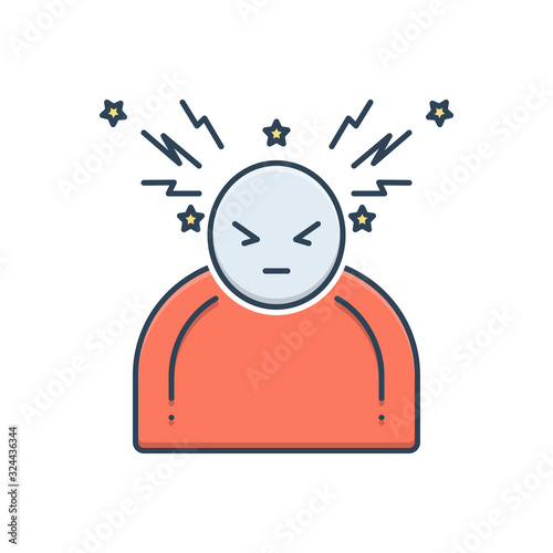 Color illustration icon for headache  