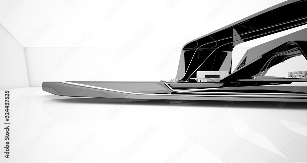 Abstract architectural black and white interior of a modern villa. 3D illustration and rendering. Abstract architectural black and white interior of a modern villa. 3D illustration and rendering.
