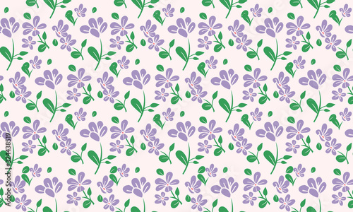 Simple spring floral pattern background, with leaf and floral drawing.