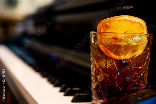 cocktail on a piano