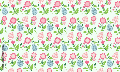 Easter egg pattern background, with egg and flower design.