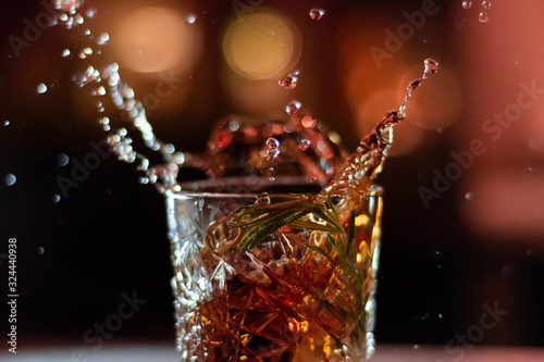 old fashioned cocktail splash